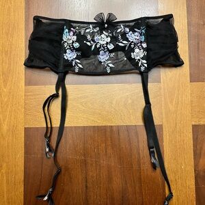 Victoria’s Secret Floral/Black Garter Belt